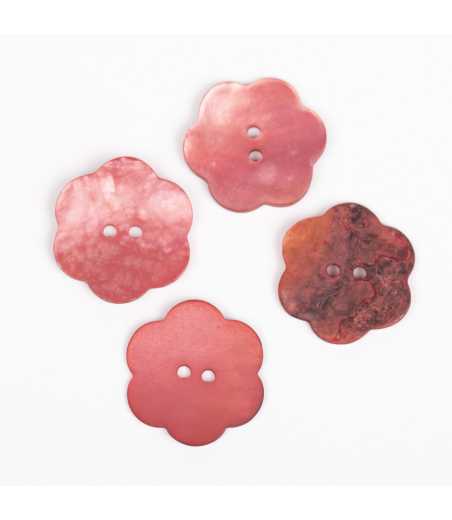 Boutons DROPS nacre fleur rouge  25mm  Ref 604