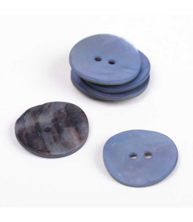 Boutons DROPS nacre rond bleu 20mm  Ref 612