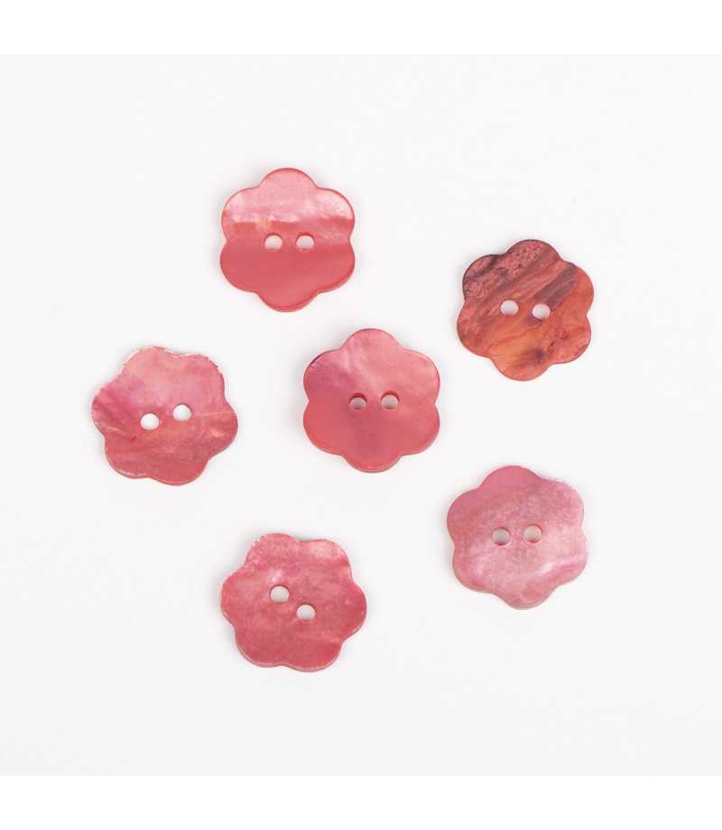 Boutons DROPS nacre fleur rouge 15mm  Ref 617
