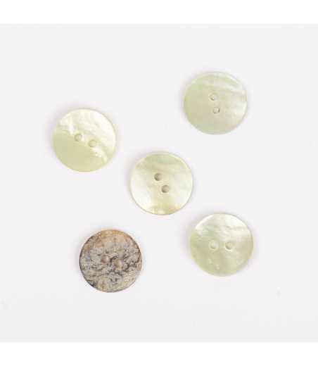 Boutons DROPS nacre rond vert 15mm  Ref 620