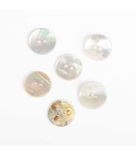 Boutons DROPS nacre concave blanc 15mm  Ref 521