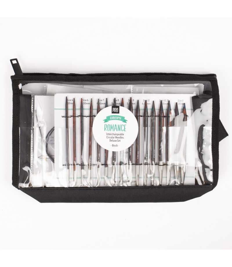 Drops Pro Romance - Set aiguilles circulaires interchangeables bouleau