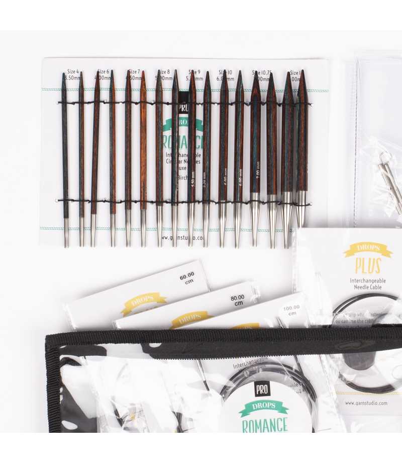 Drops Pro Romance - Set aiguilles circulaires interchangeables bouleau