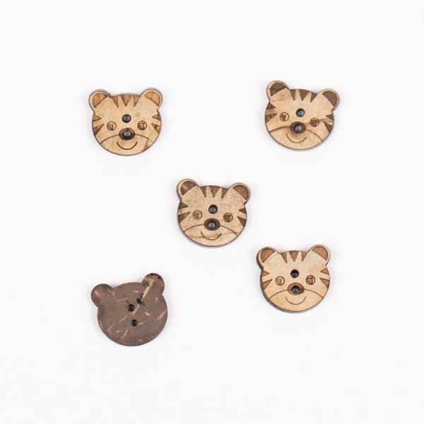 Boutons DROPS tigre noix de coco 15mm  Ref 801