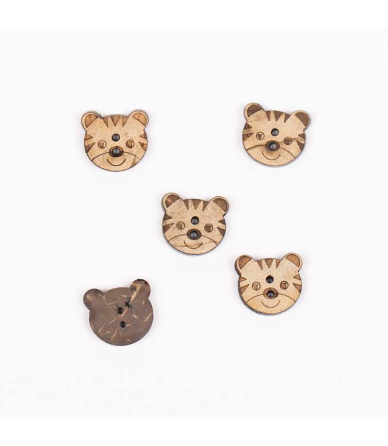 Boutons DROPS tigre noix de coco 15mm  Ref 801