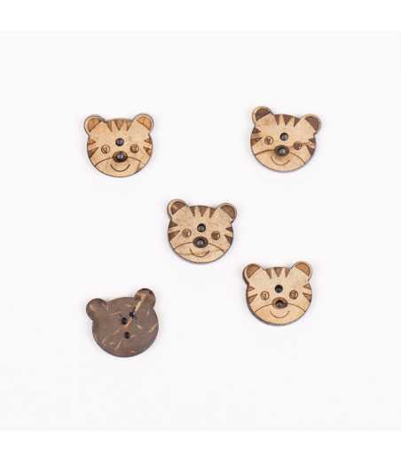 Boutons DROPS tigre noix de coco 15mm  Ref 801