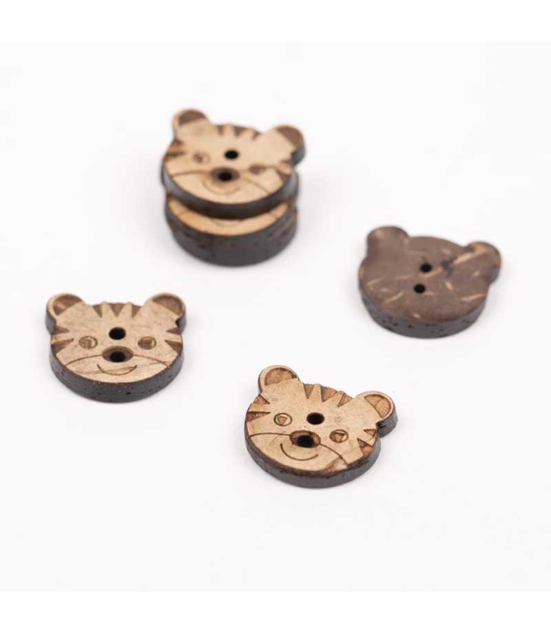 Boutons DROPS tigre noix de coco 15mm  Ref 801
