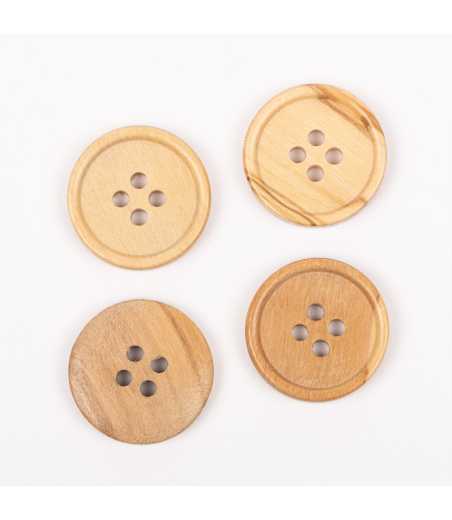 Boutons DROPS bois d'olivier avec bords 25mm  Ref 809